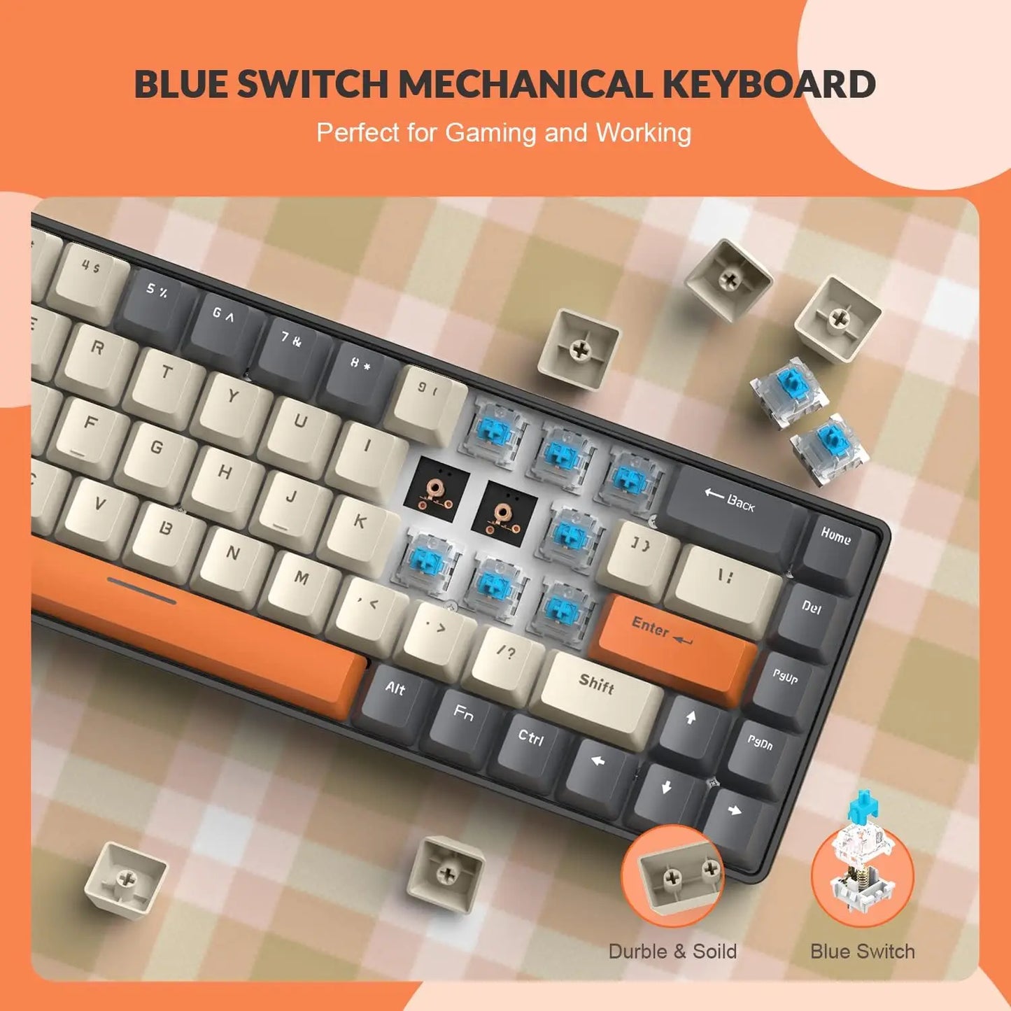 Wired 65% Mechanical Gaming Keyboard with RGB Backlit
