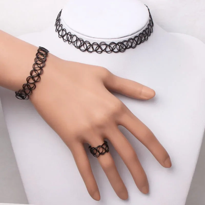 2PC/Lot Summer Style Girls Elastic Vintage Stretch Tattoo Choker Necklace Women