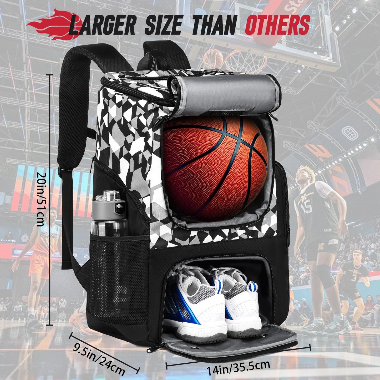 Sports Training Equipment Basketball Backpack with Separate Ball holder