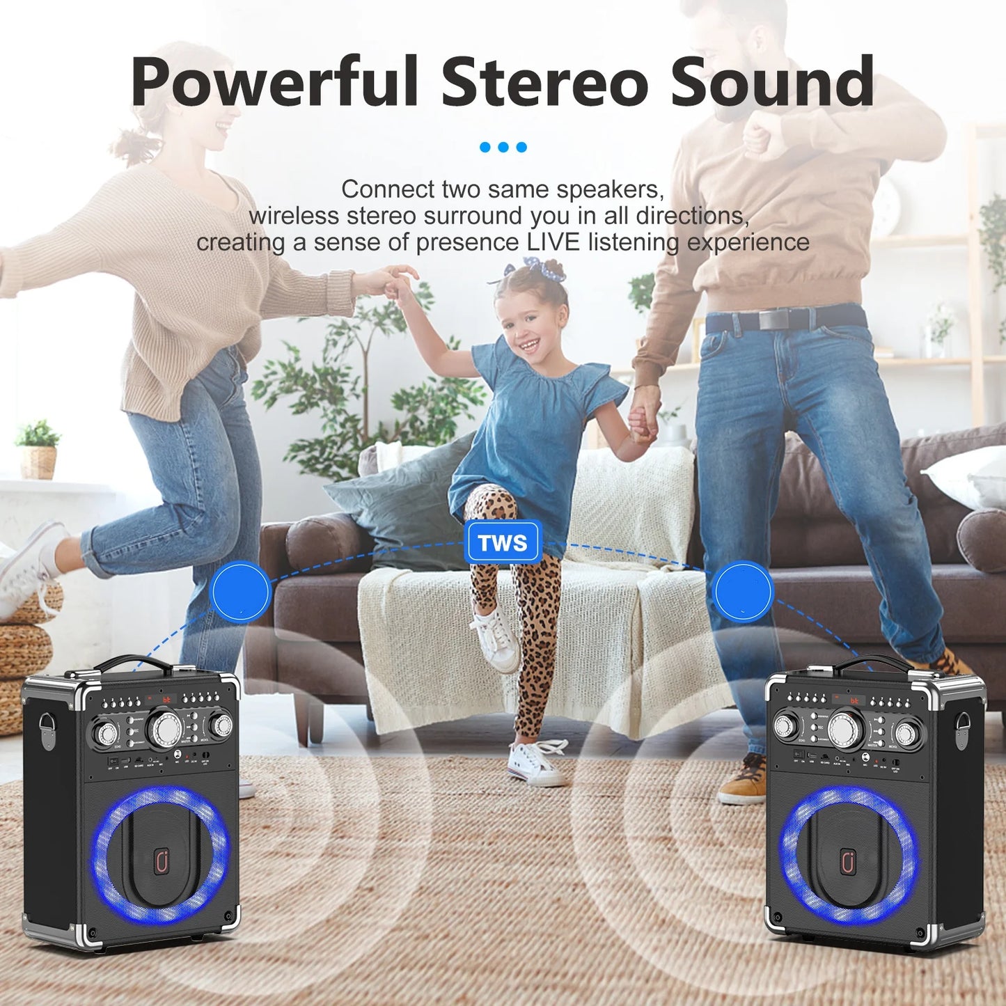 Karaoke Machine with 3 Mics&DJ Disco Ball Light, Portable Bluetooth