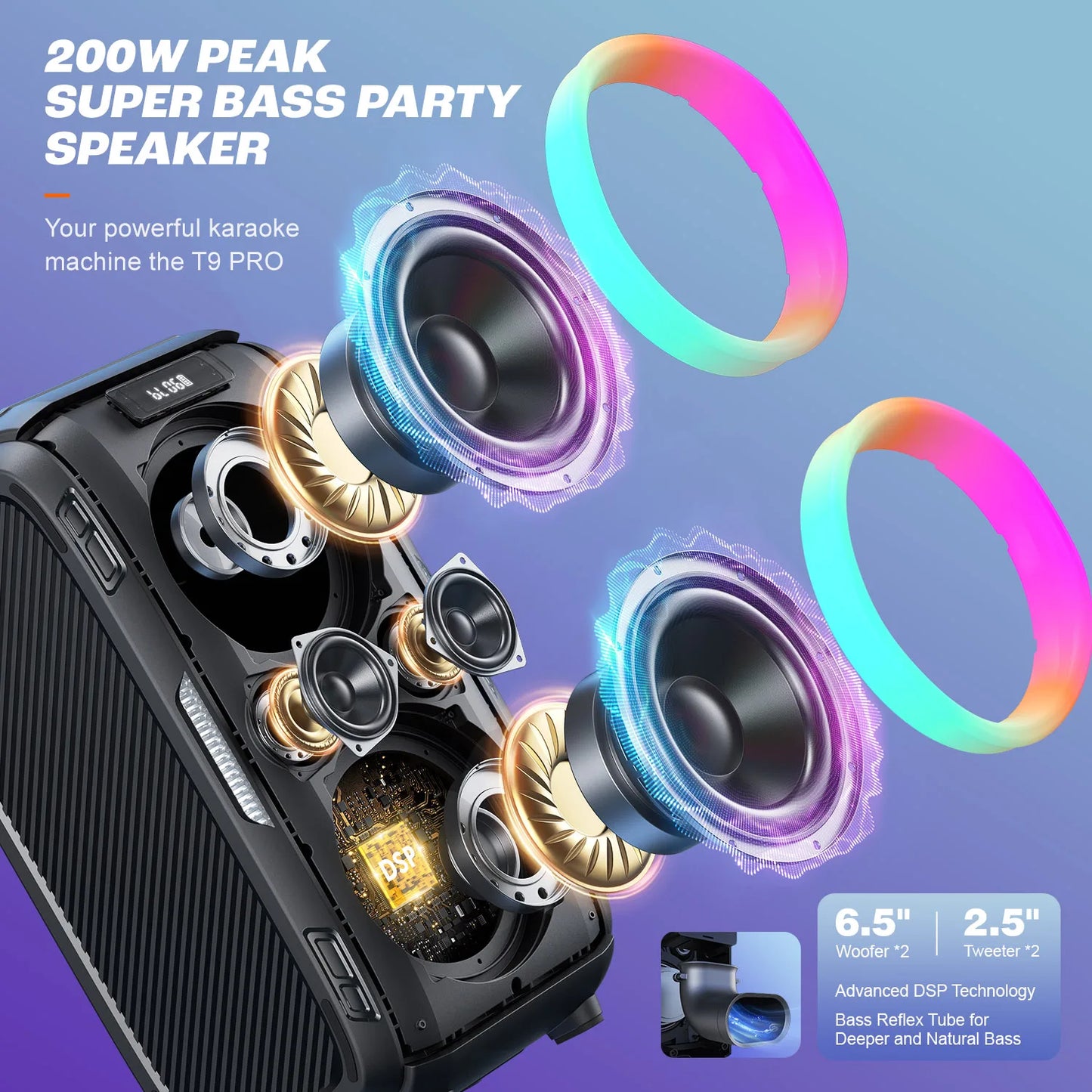 W-KING 250W PEAK Large Bluetooth Speaker Loudest/Massive 120dB