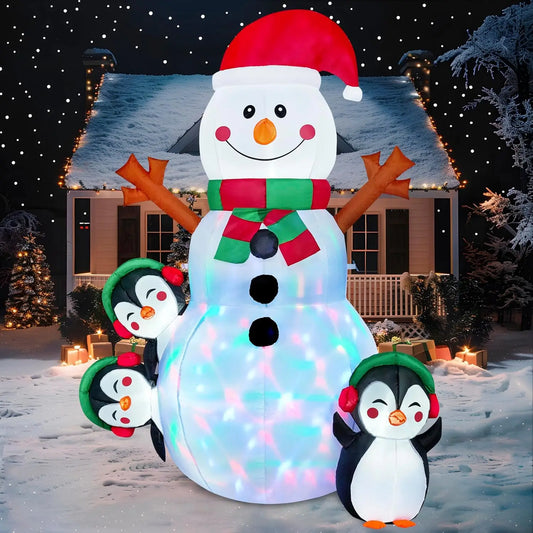 JOYFY 6 FT Christmas Snowman Inflatable Decoration with Build-in Multicolor