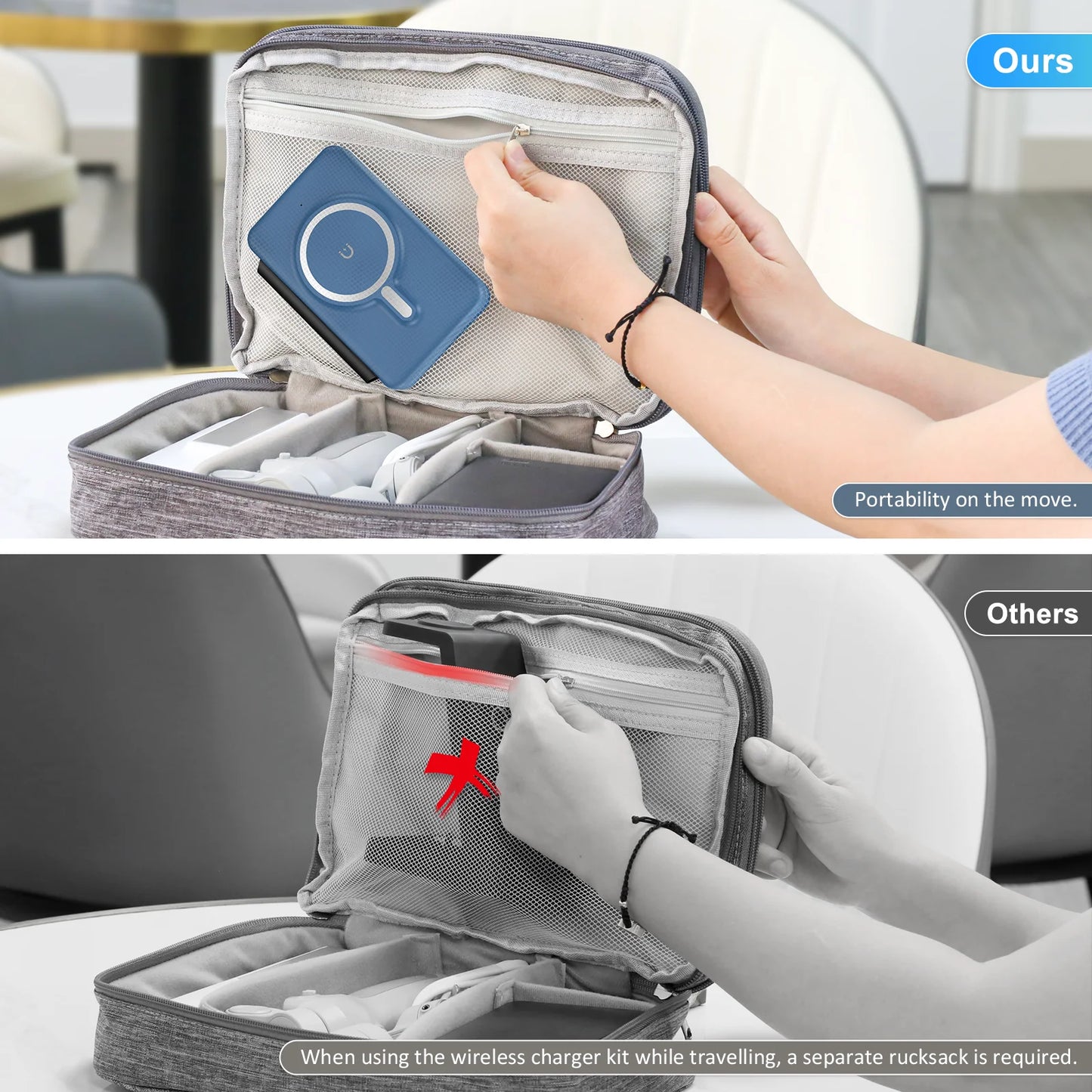 Cell Phone Wireless Charger - 3-in-1 Travel Charging Station