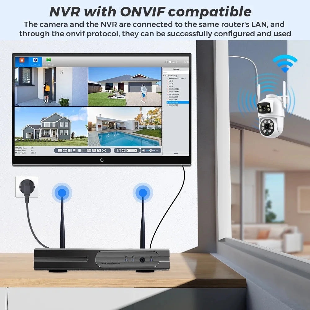 4K 8MP Wifi Camera PTZ Outdoor Dual Screens Human Detection Dual Lenses