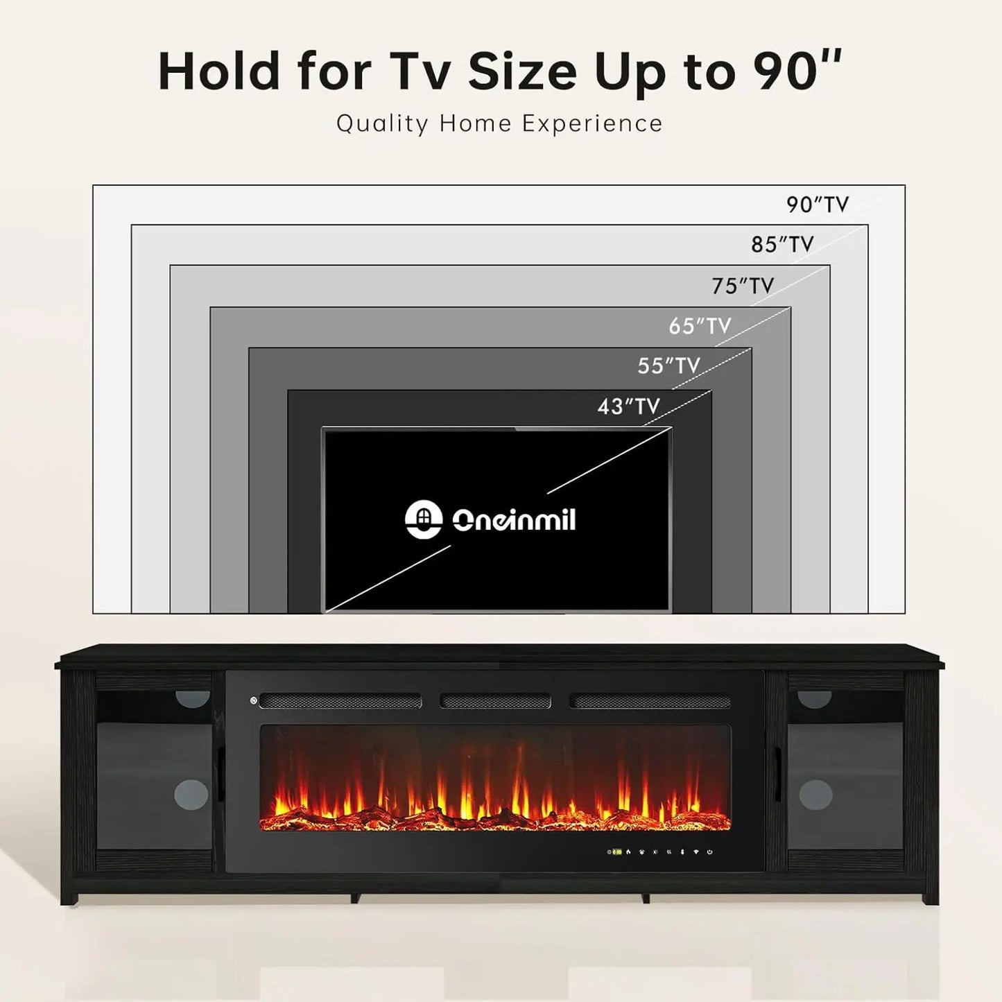 80" Fireplace TV Stand, 50 Inch Smart Fireplace & Modern
