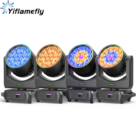 4Pcs 220W Moving Head Lights With Strip 19X8W RGBW LED Beam Wash Zoom Stage Lights
