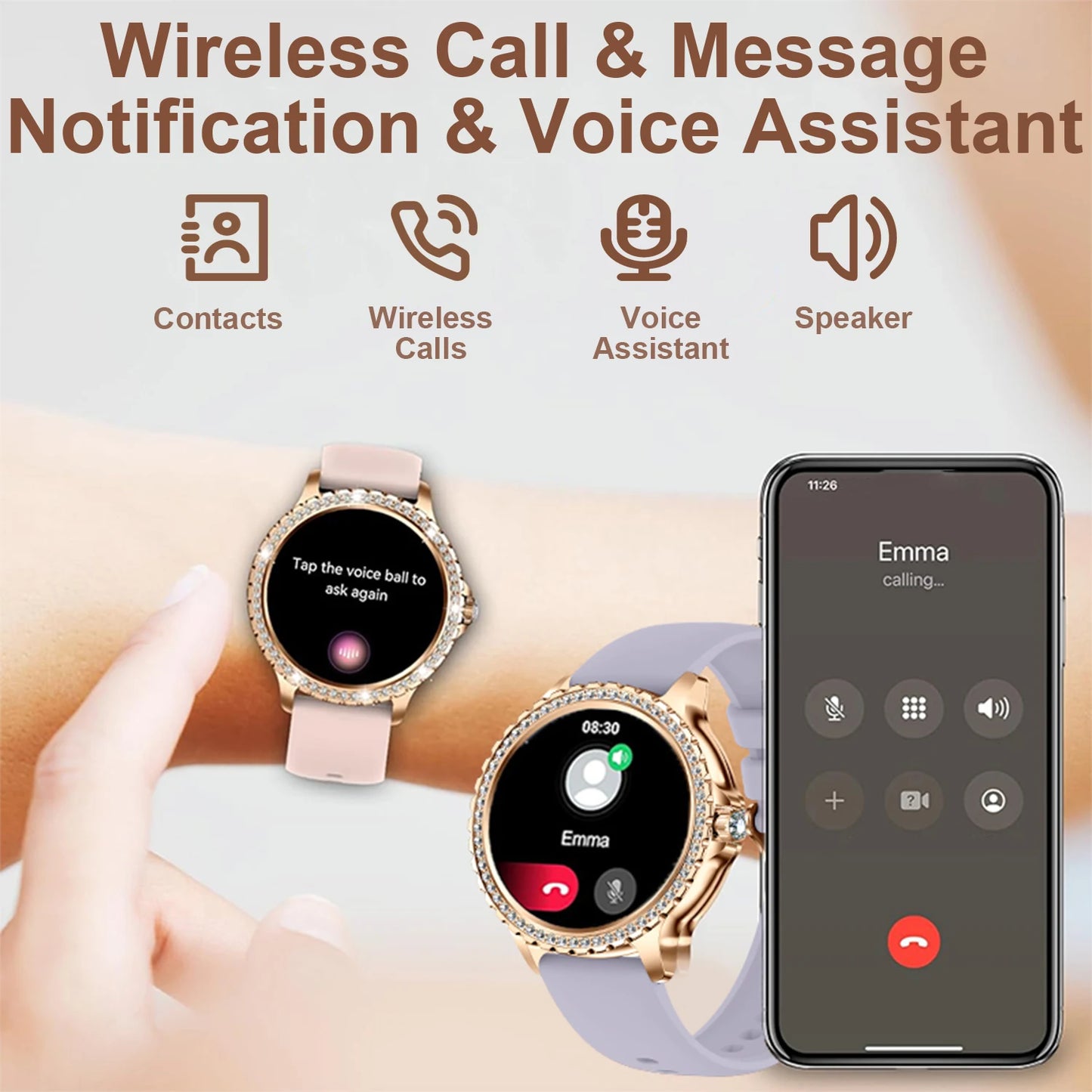 Smart Watch For women - 1.32" Touchscreen Fitness Tracker with Wireless Calls,