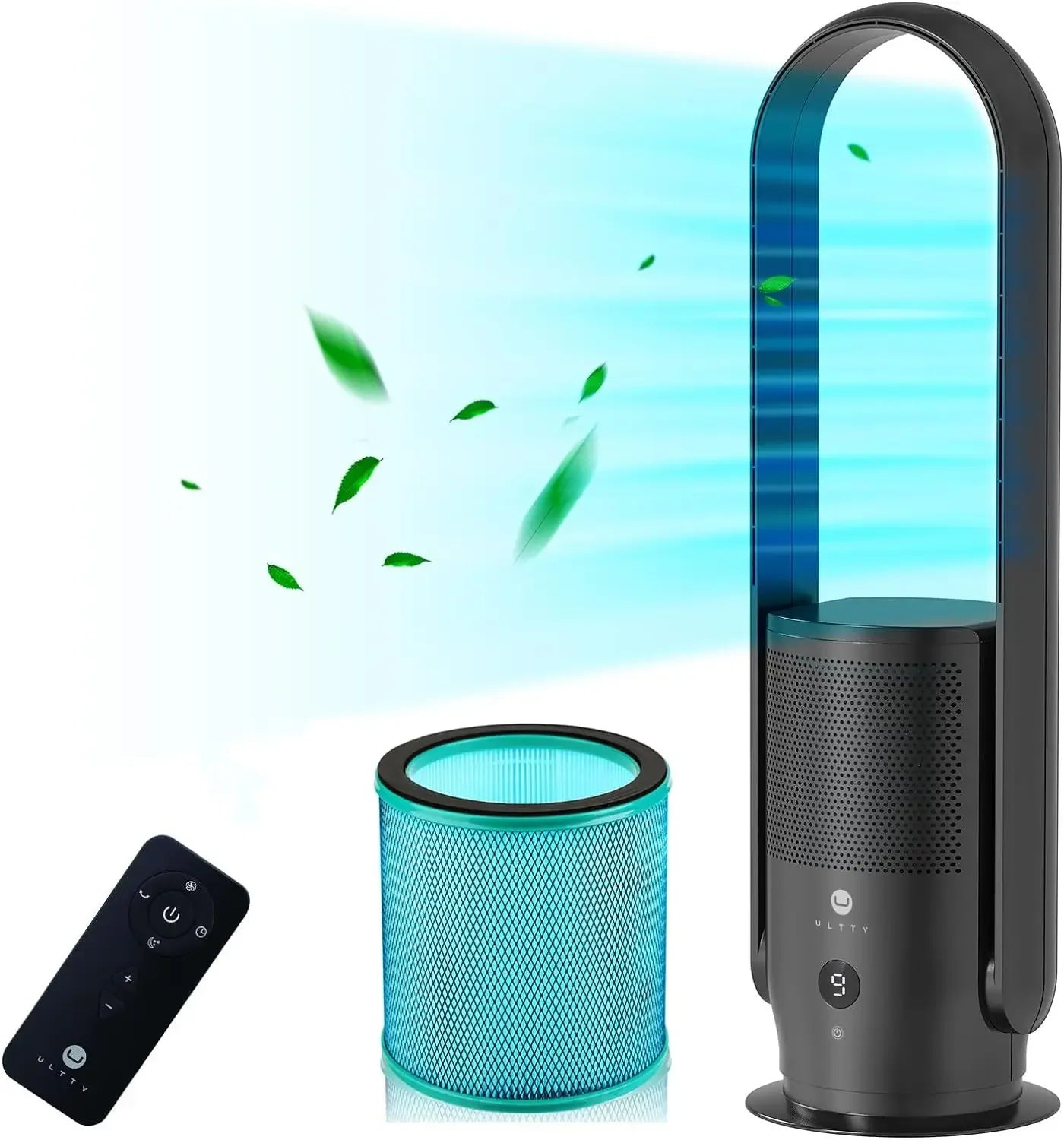 Bladeless Tower Fan and Air Purifier in one, True HEPA Filter 99.97%