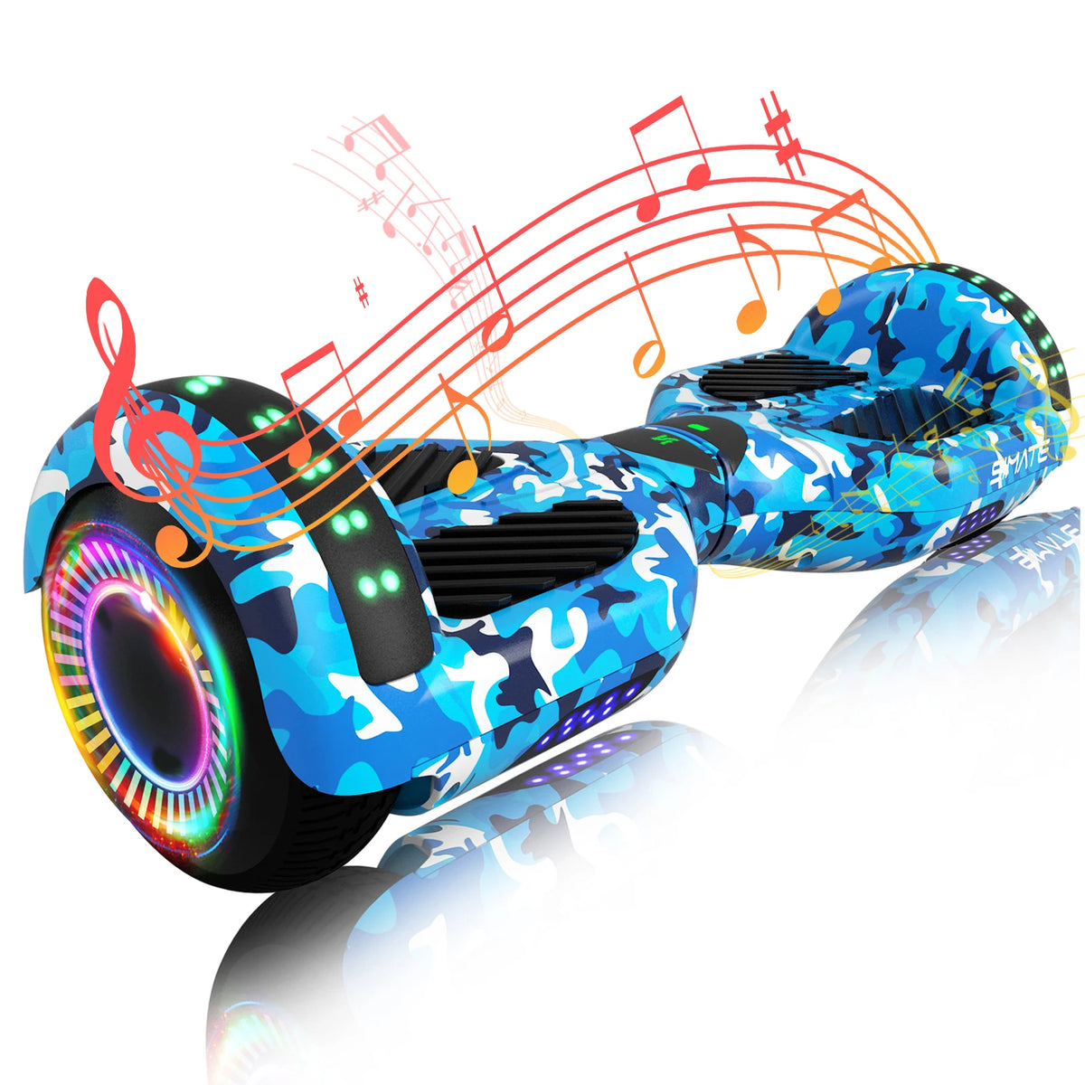 SIMATE Hoverboard With Bluetooth All Terrain LED Lights and APP Control, Gifts for Kids Adults Girls Boys, for All Ages, Self Balancing Scooter