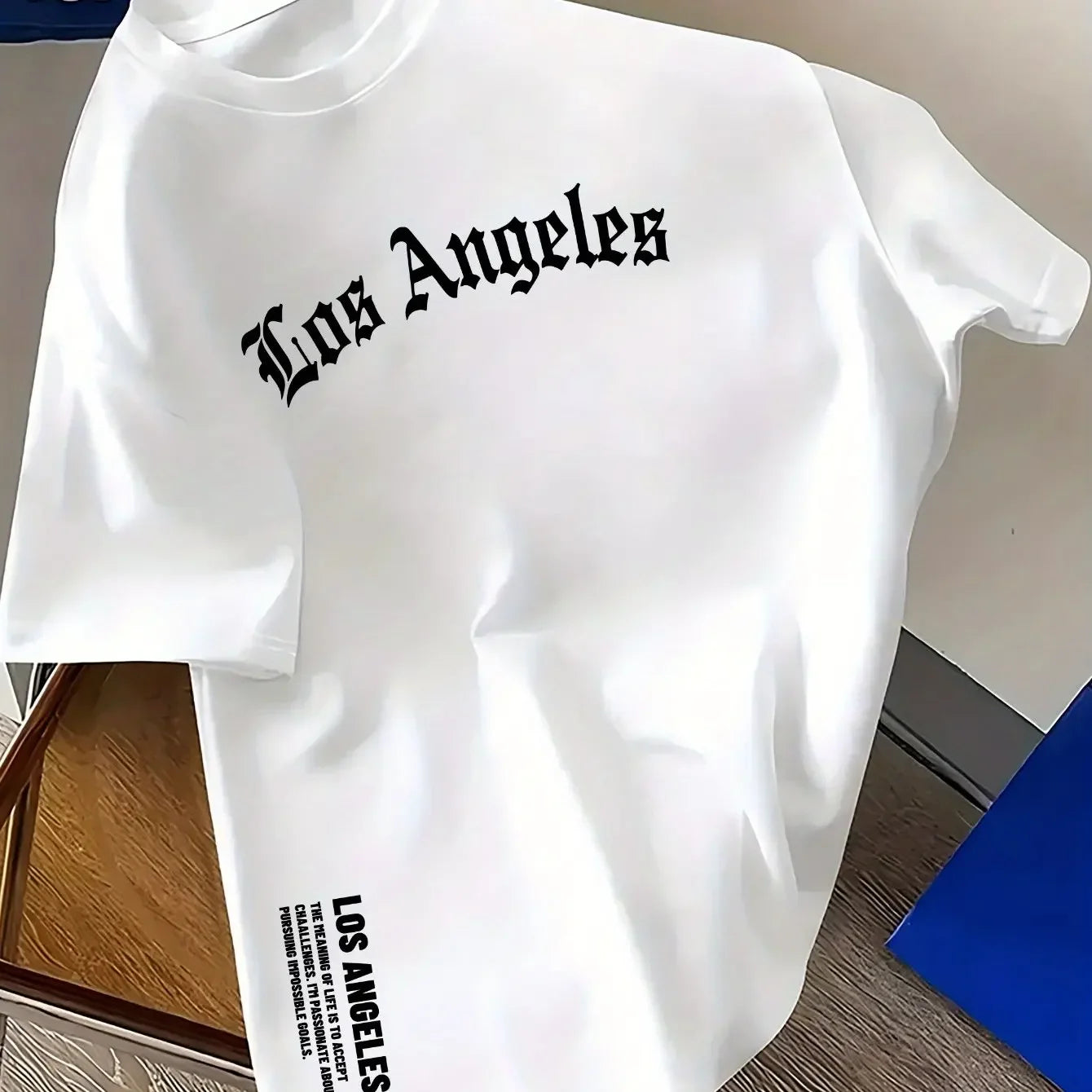 Men's Summer 100% Cotton Fashion Los Angeles Letter Printed Loose Large Casual