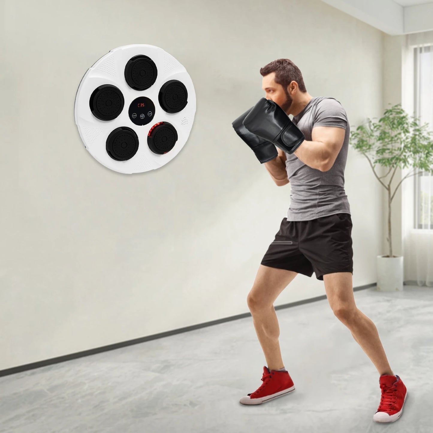 Music Boxing Machine with Gloves, Electronic Training Equipment