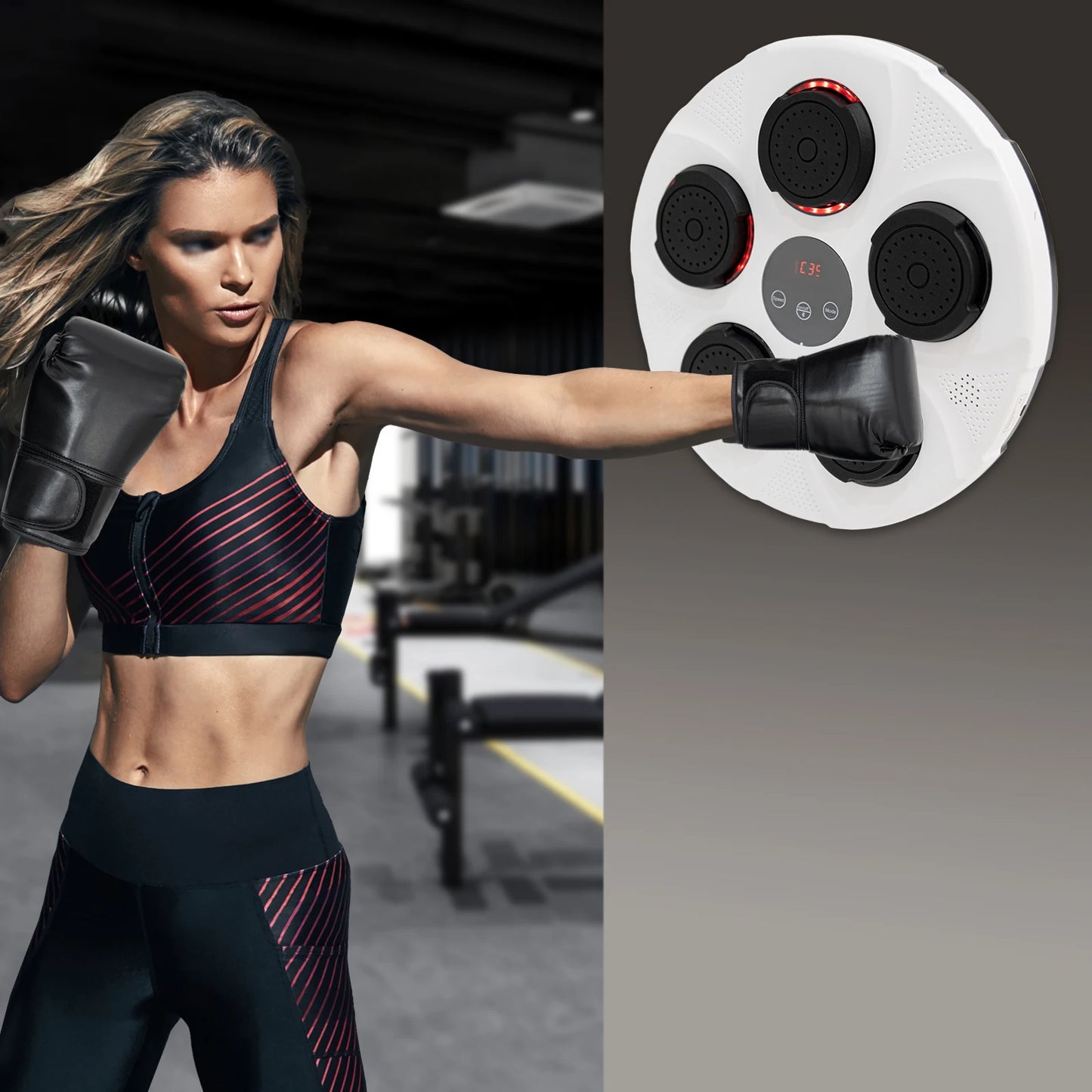 Music Boxing Machine with Gloves, Electronic Training Equipment