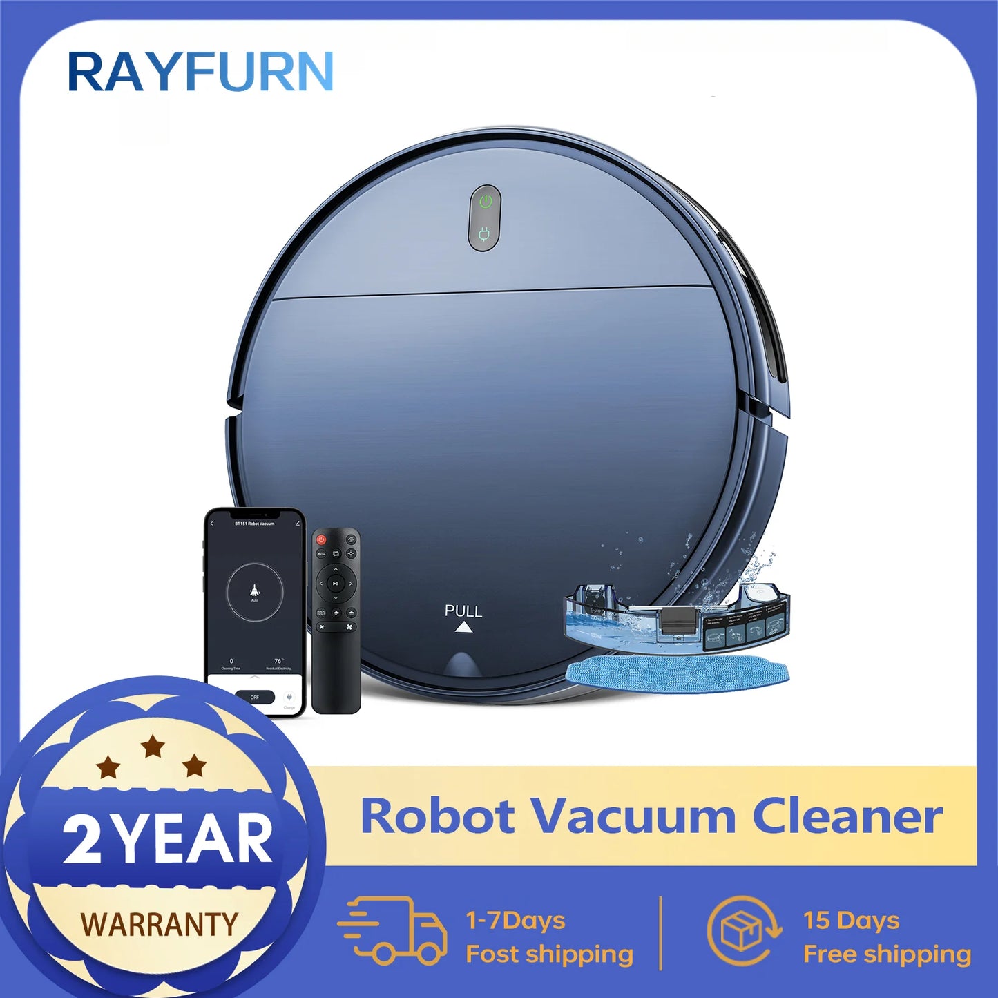 Robot Vacuum Cleaner Power Auto Charging App Control Water Tank Wet