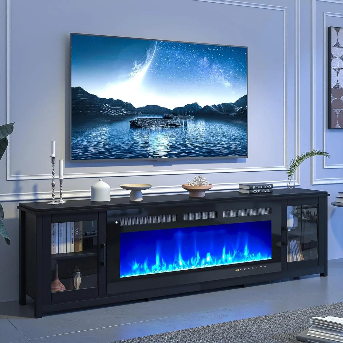 80" Fireplace TV Stand, 50 Inch Smart Fireplace & Modern