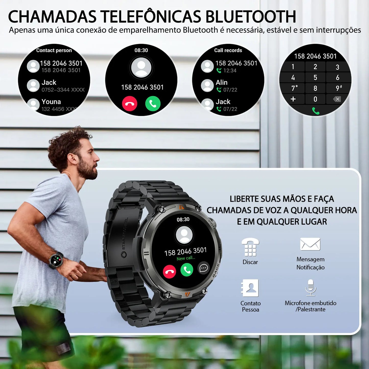 Bluetooth Call Smart Watch Men Full Touch Screen Health Monitor Clock