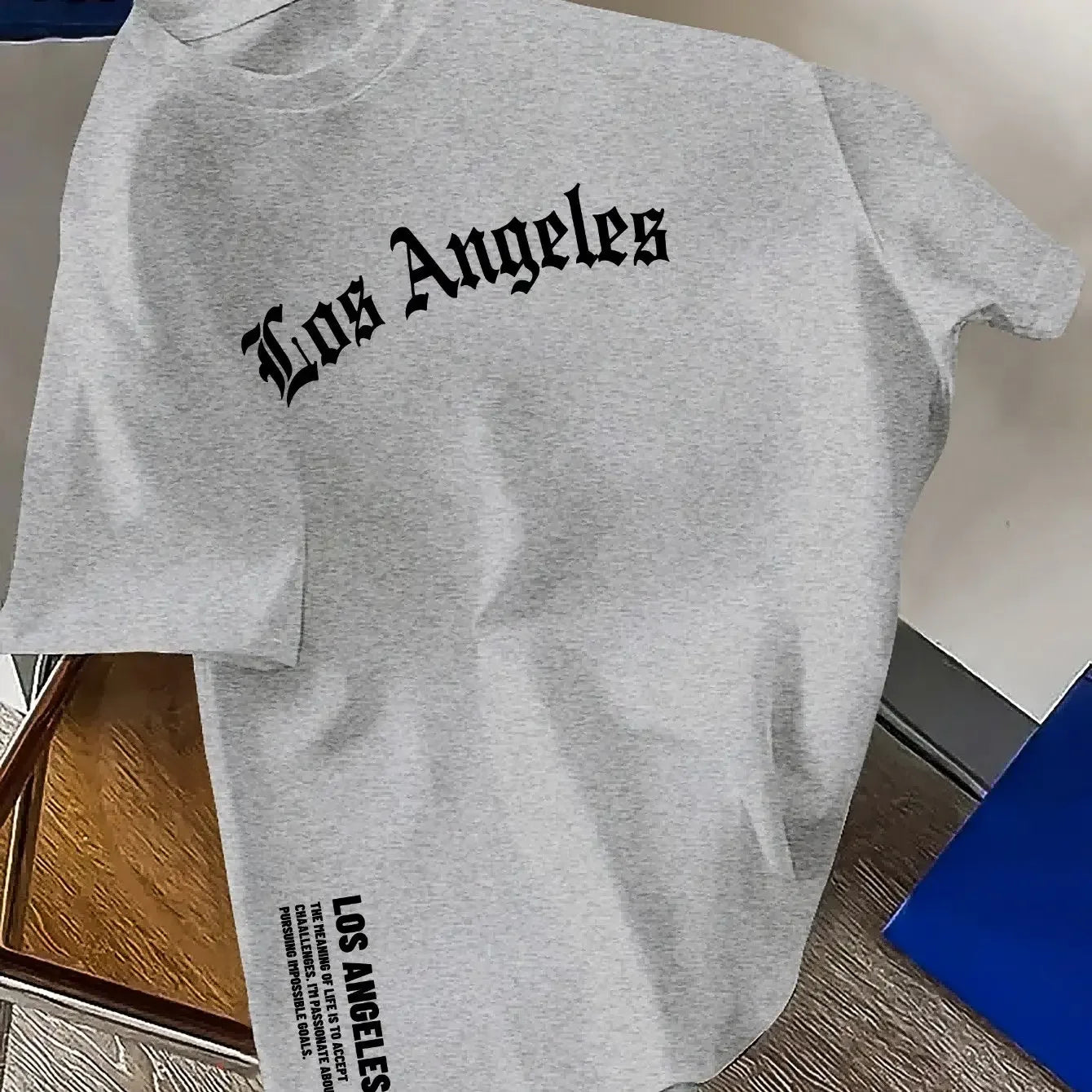 Men's Summer 100% Cotton Fashion Los Angeles Letter Printed Loose Large Casual