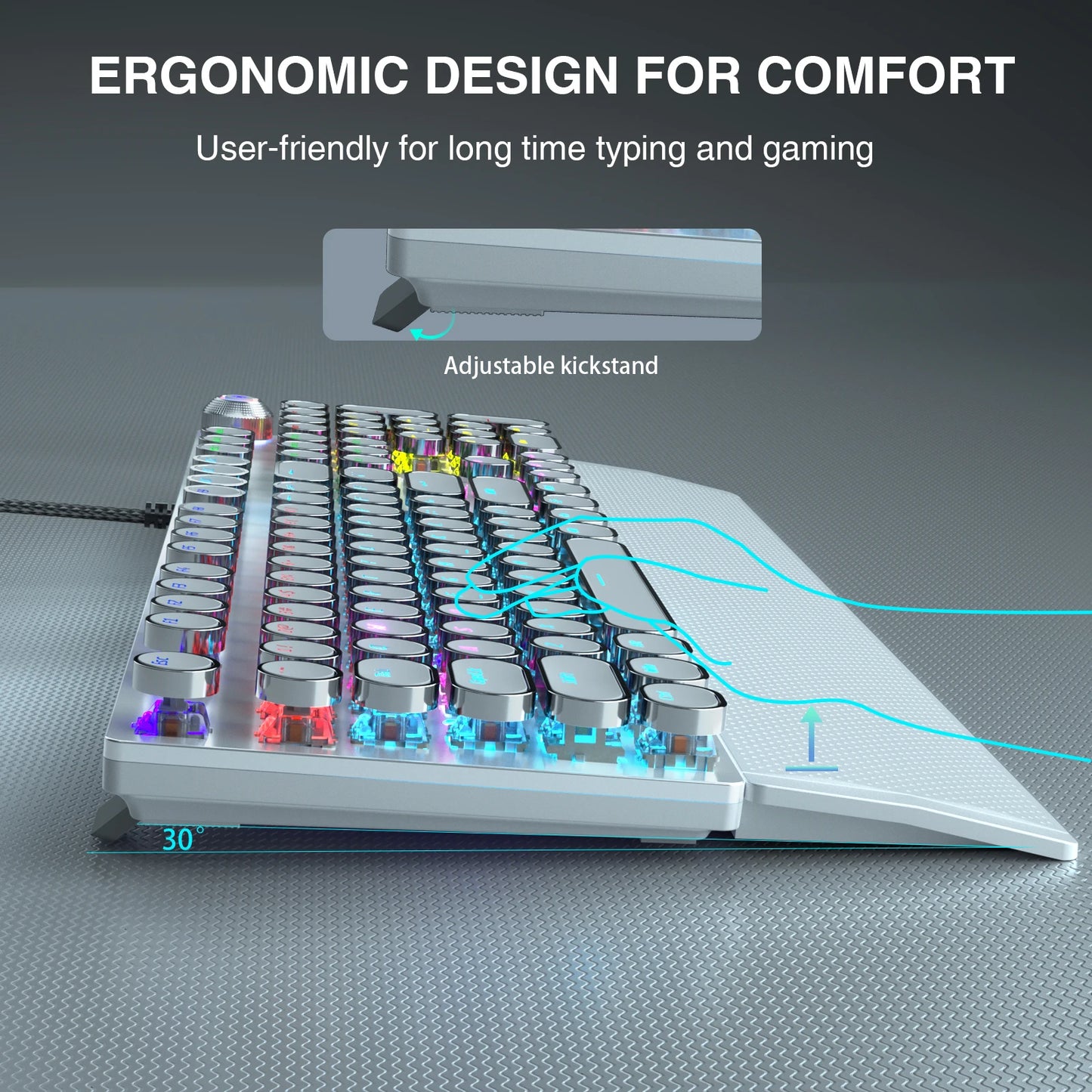 Mechanical Keyboard Round 104 keys Blue Mechanical Switch Gaming