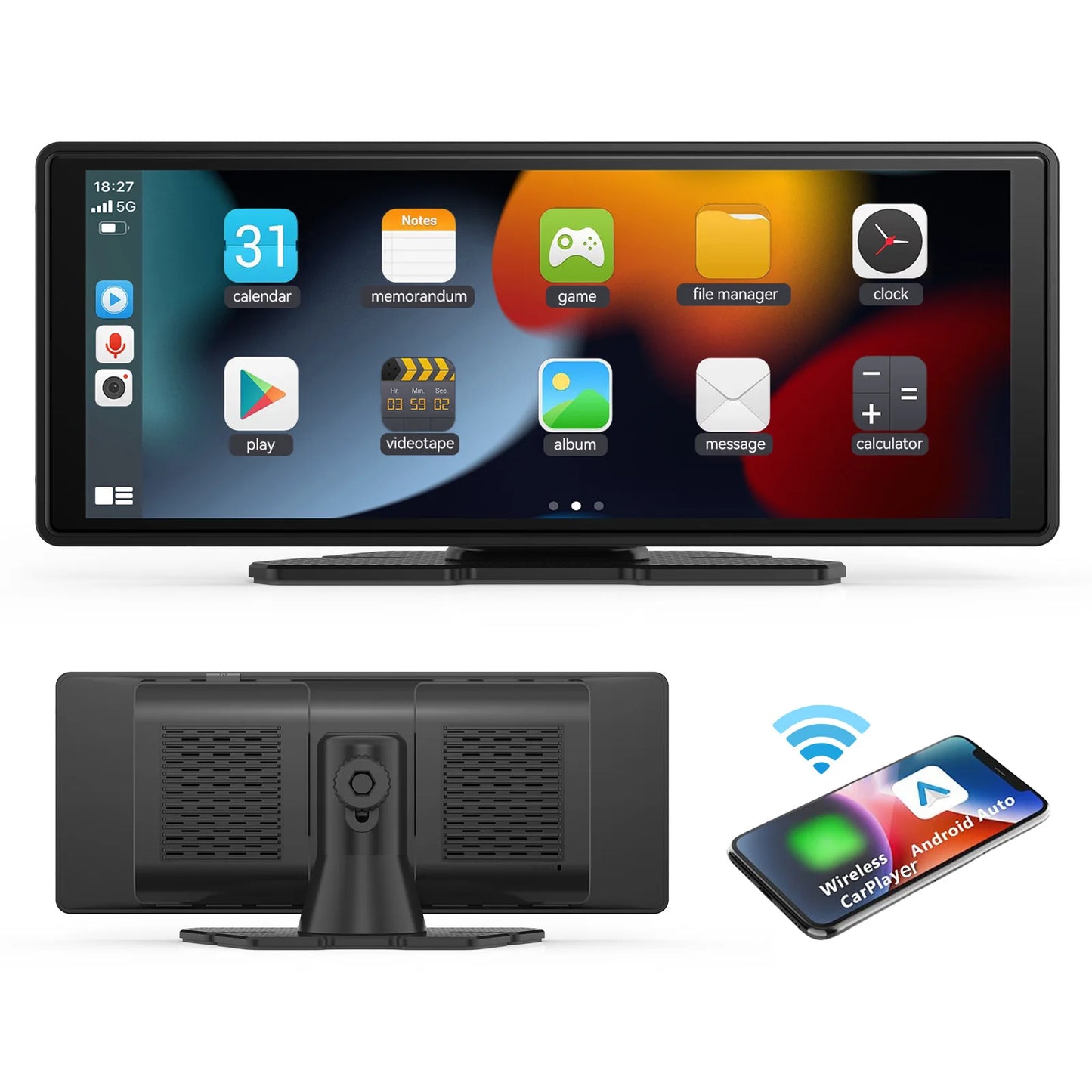 Portable Wireless Carplay Car Stereo, 10.26" inch HD Touchscreen