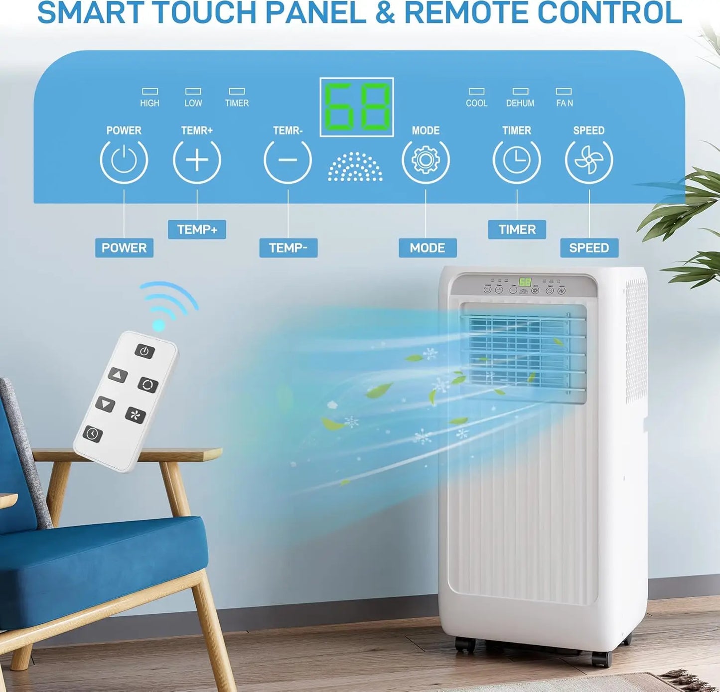 8000 Btu Portable Air Conditioners, 3-in-1 Portable AC, Dehumidifier,