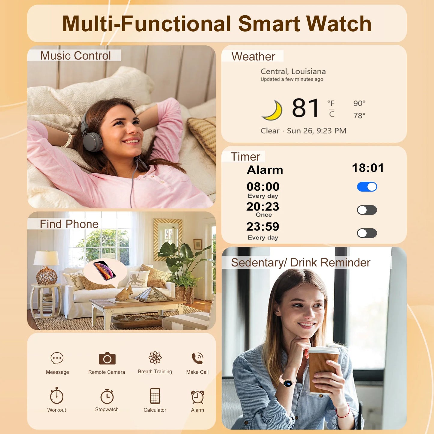 Women's Smart Watch Wireless Call , Various Fitness Activities Track Sports Model/Artificial Intelligence