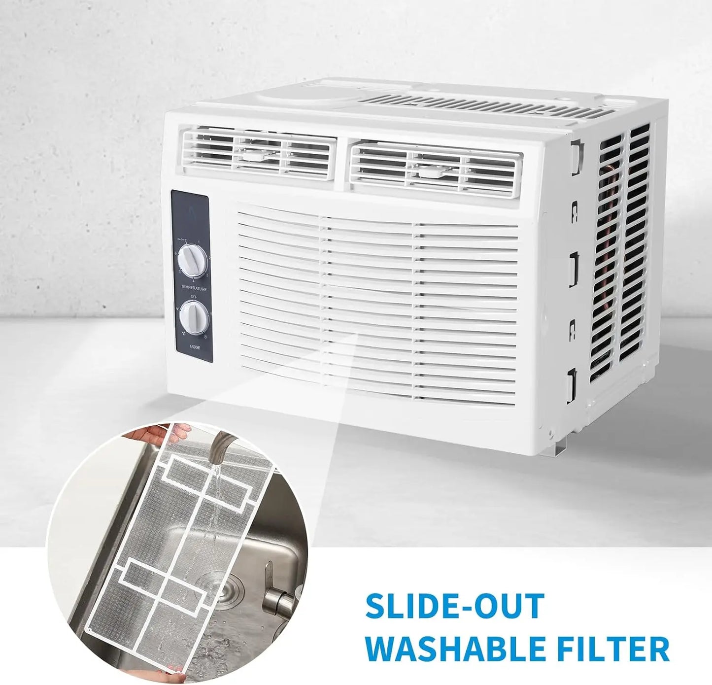 5000 BTU Window AC Unit with Remote - Cools Rooms 150 Sq.Ft, Low-Noise