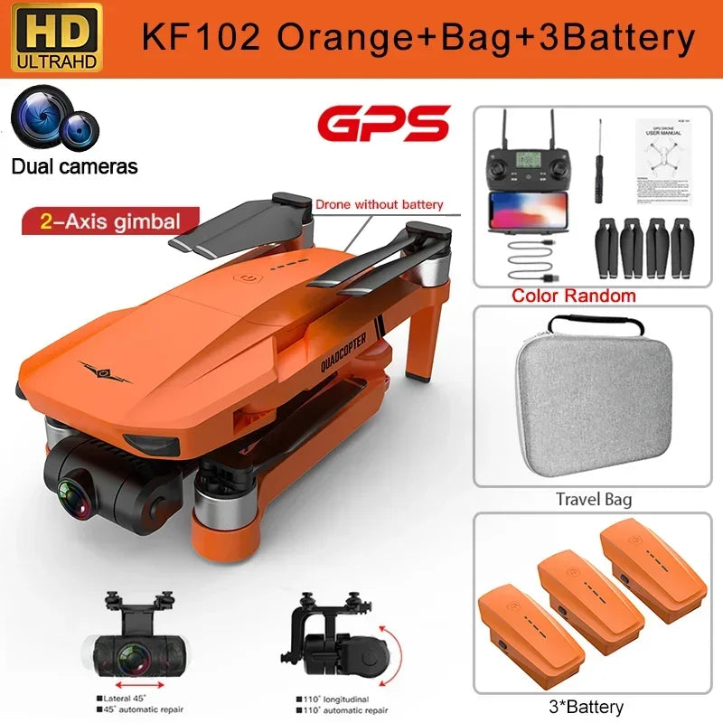 4K HD GPS Drone with Dual Camera 2-Axis Gimbal Optical Flow WiFi FPV,