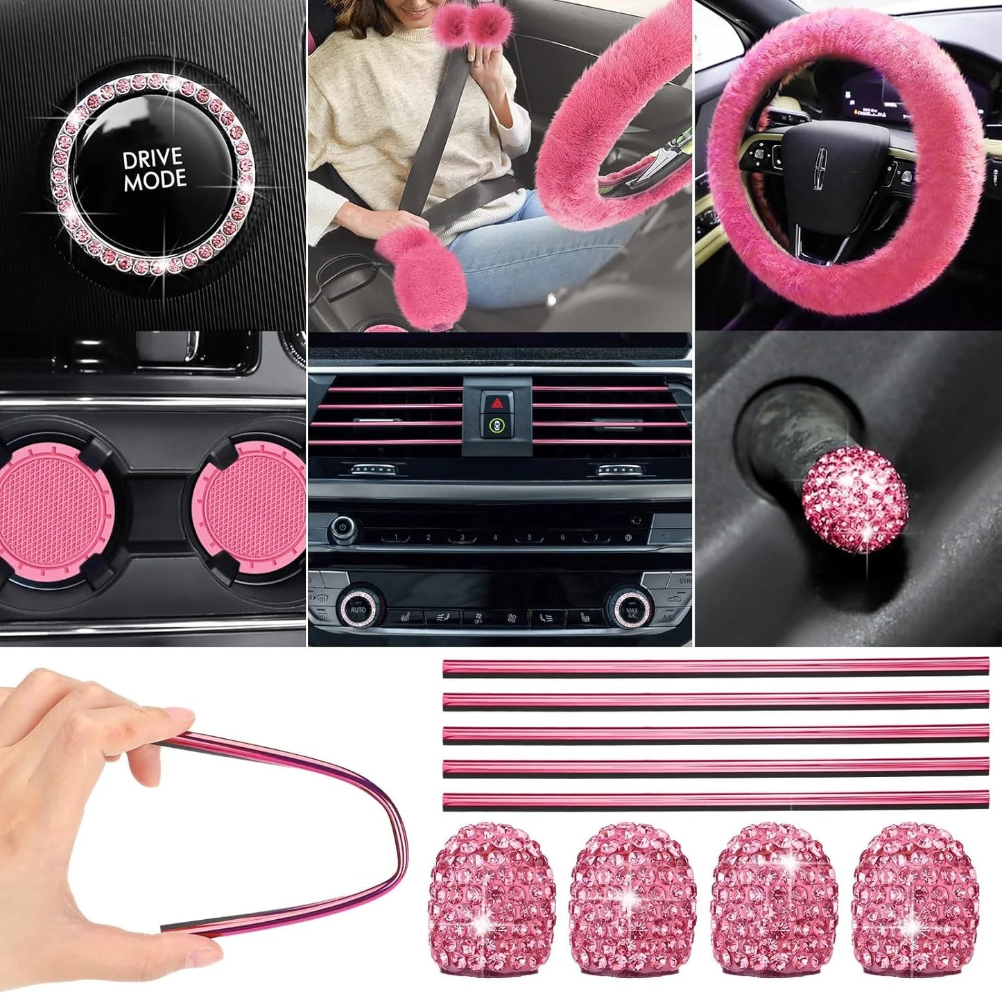 Car Seat Cover Set , For Car Front Rear SeatCover Fluffy Steering Wheel Cover Seat Belt Au