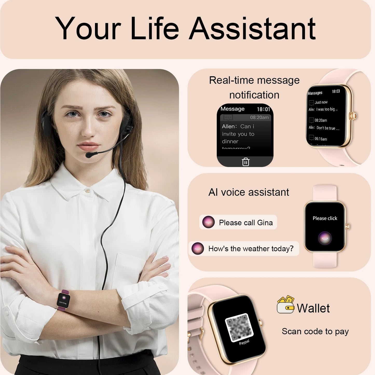 Smart Watch for Women/Men (Answer/Make Calls)Fitness Tracker