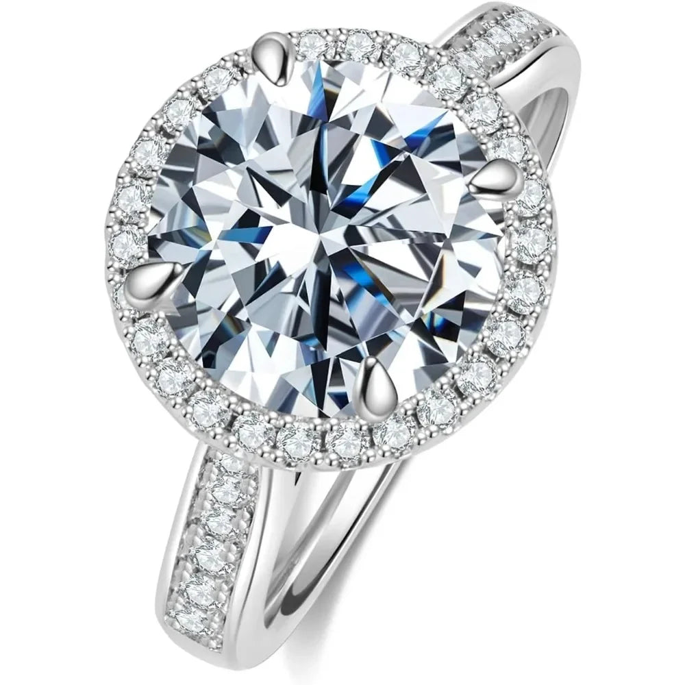 Moissanite Engagement Rings for Women 925 Sterling Silver with 18K Gold Plated Round Sparkl