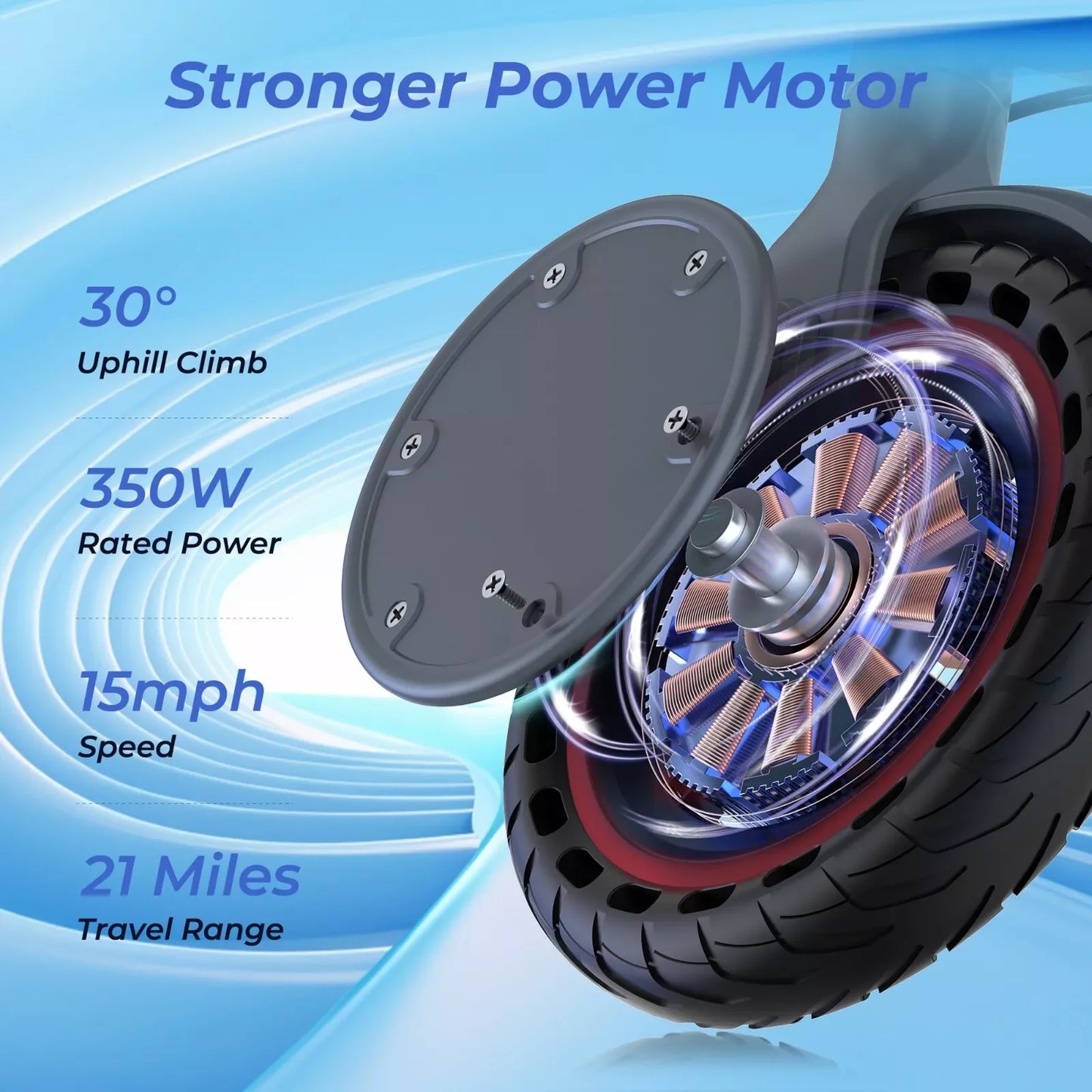 Electric Scooter 350W 19mph APP Smart Scooter Shock-absorbing Anti-skid