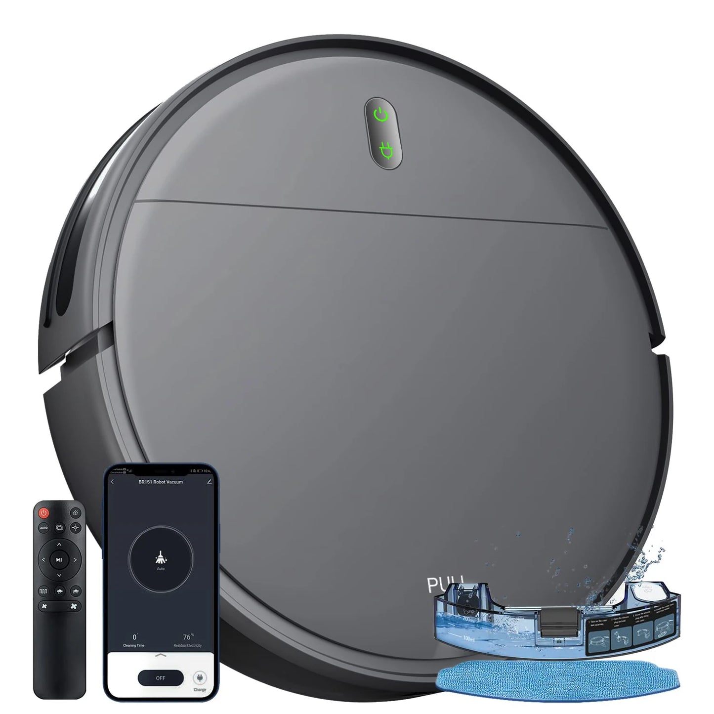 Robot Vacuum Cleaner Power Auto Charging App Control Water Tank Wet