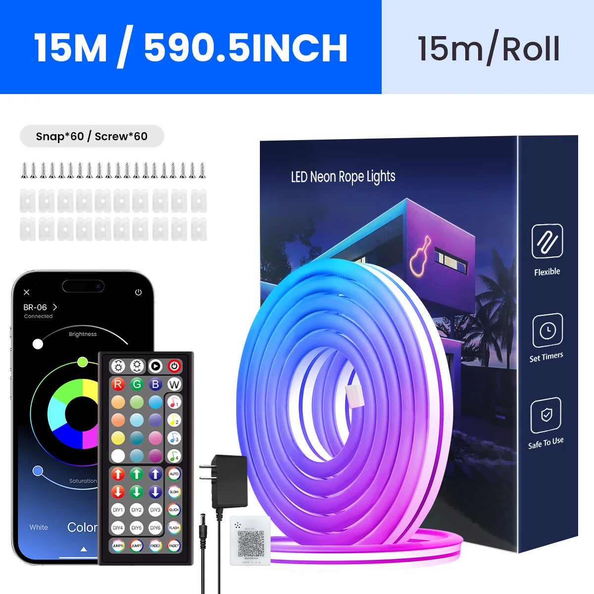 Neon LED Rope Lights, LED Lights For Bedroom Flexible LED Light Strip
