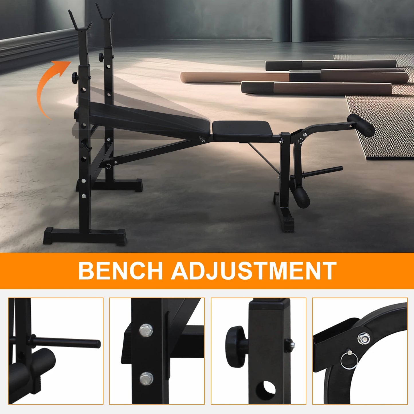 Weight Bench Press Set with Squat Rack and Bench Strength Training For Home Gym