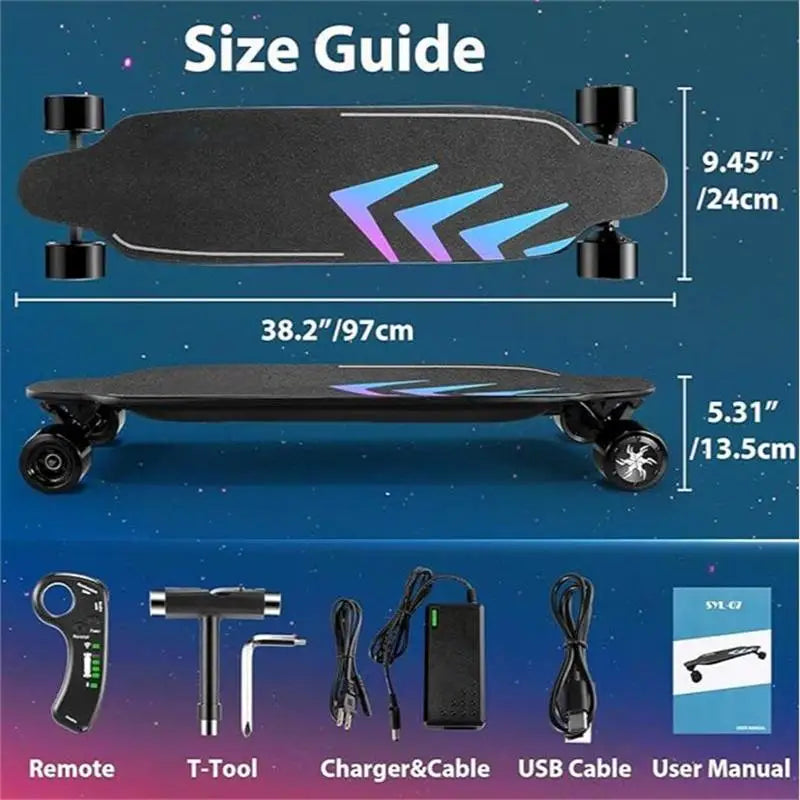 38" Electric Skateboard with Remote Control, 1200W Brushless Motor,