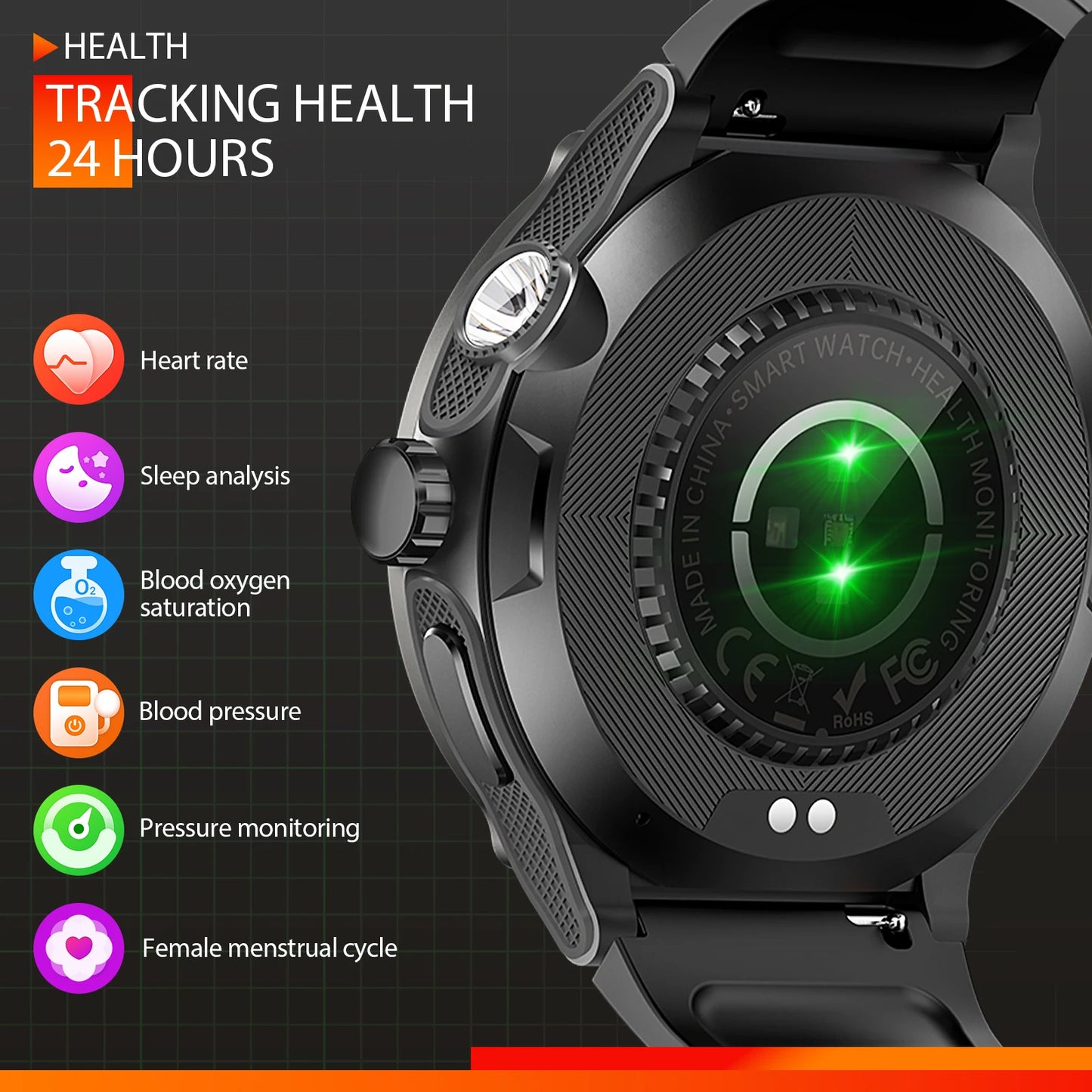 Smart Watch 3ATM Waterproof 1.53" New KT76 Men Sport With Compass