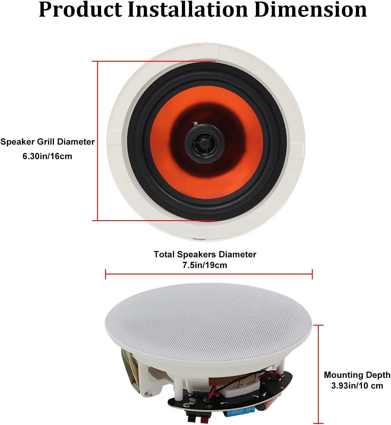 4PCS 6.5" 600 Watts Bluetooth Ceiling Speakers Wired Home Recessed Speaker