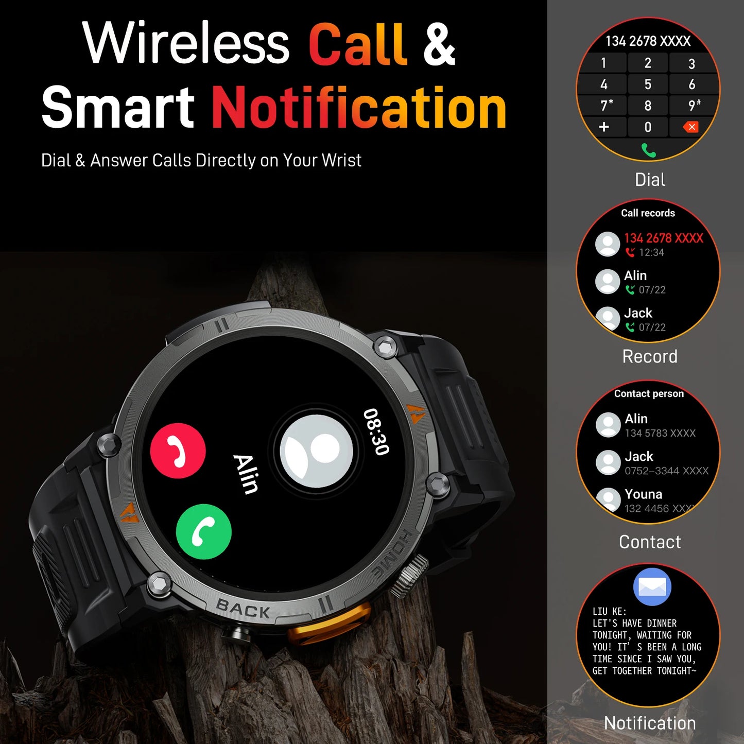 Bluetooth Call Smart Watch Men Full Touch Screen Health Monitor Clock