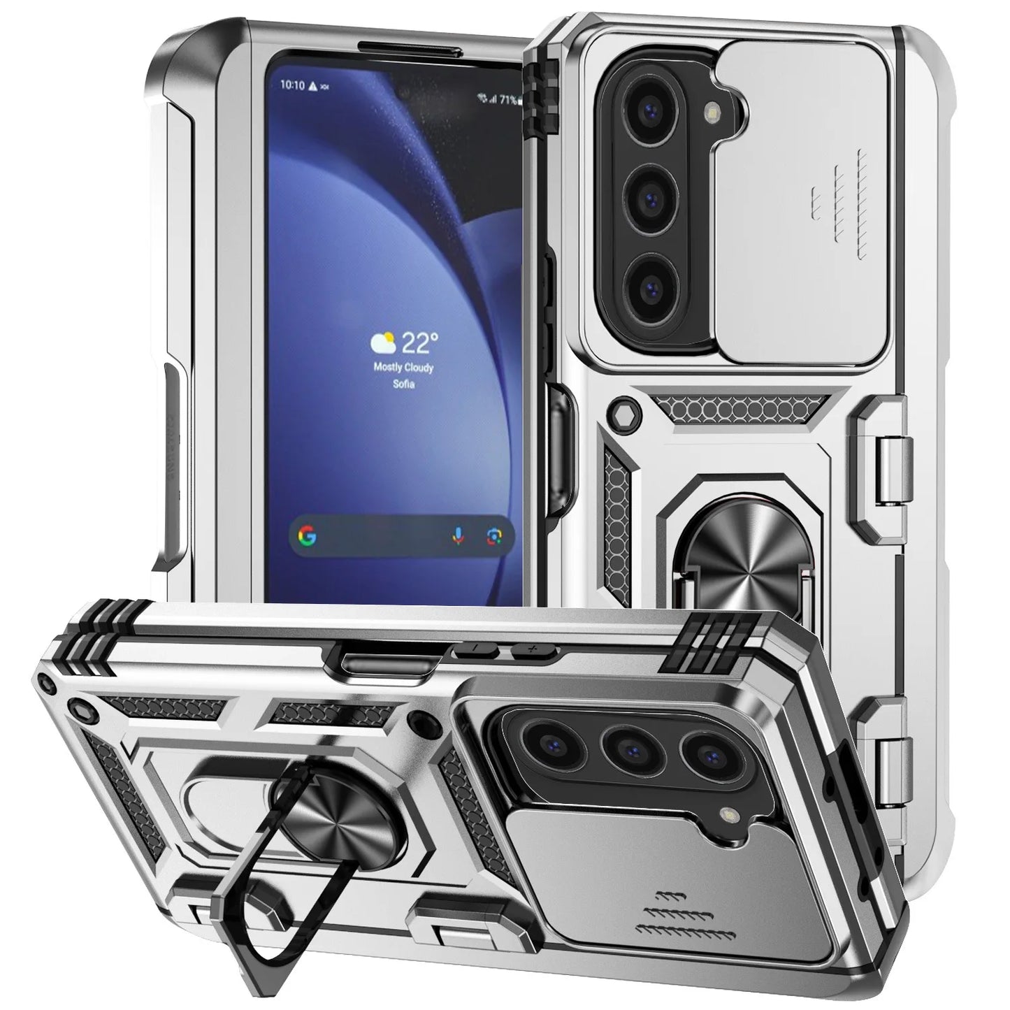 For Samsung Galaxy Fold 6 5 4 Phone Cases with Slide Lens Cover