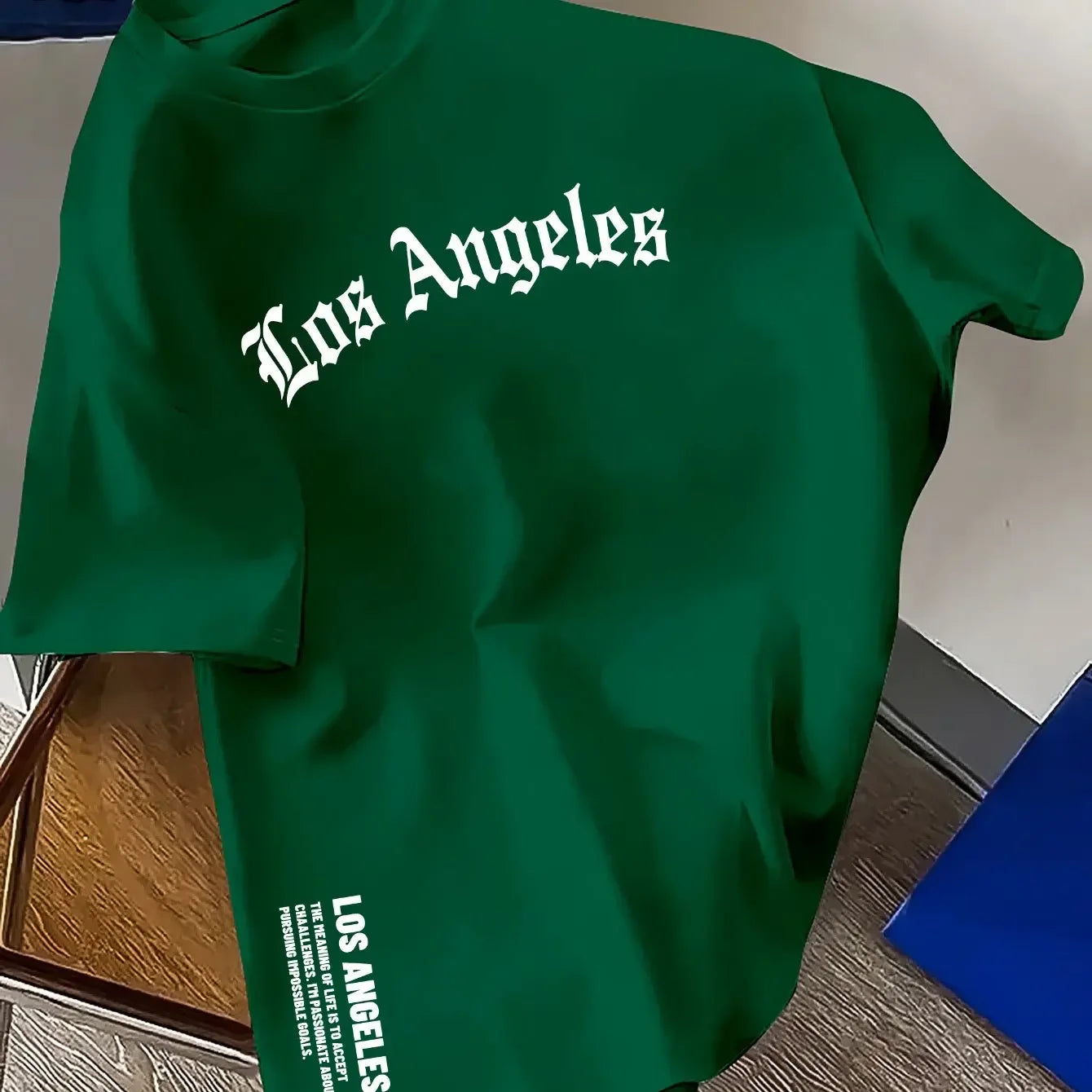 Men's Summer 100% Cotton Fashion Los Angeles Letter Printed Loose Large Casual