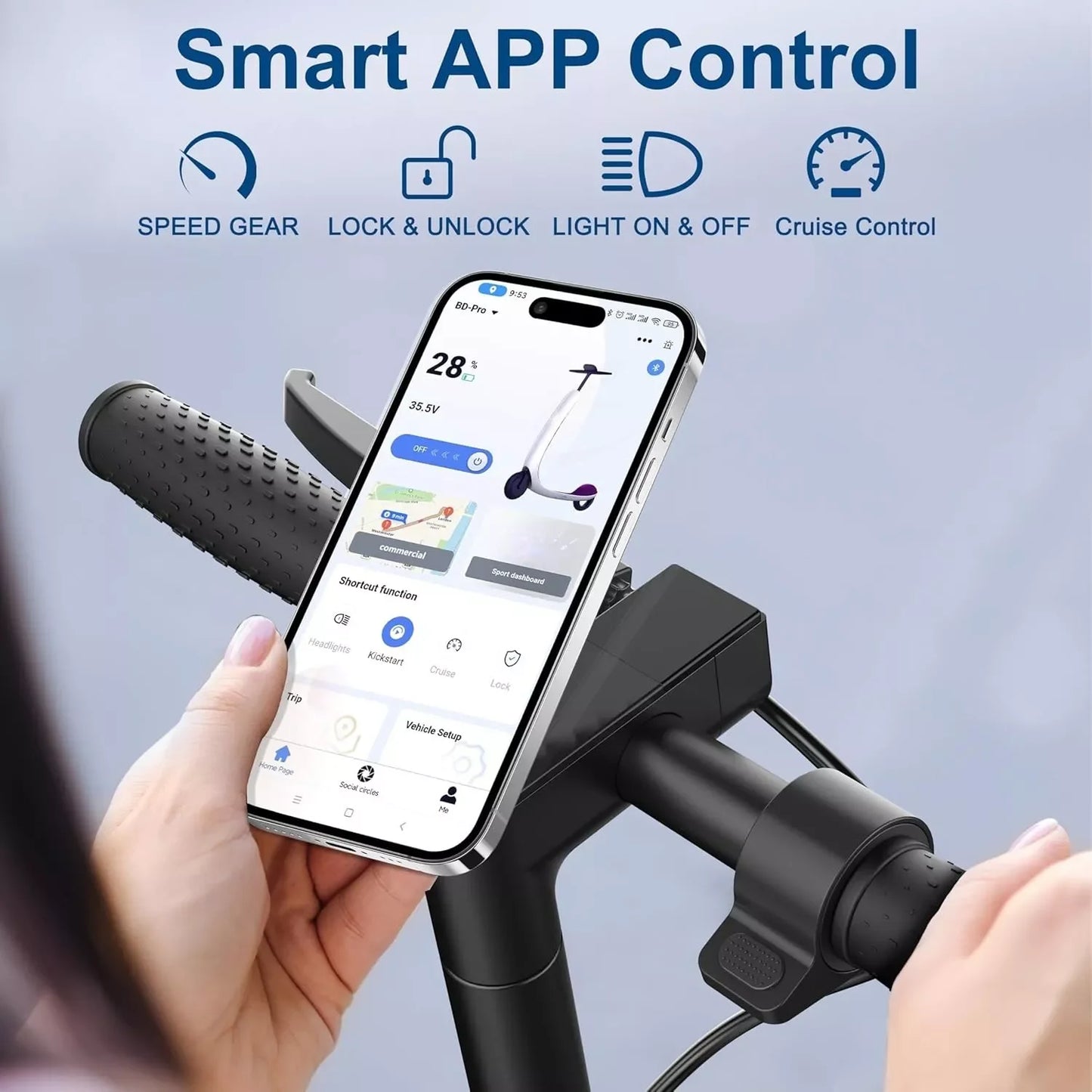 Electric Scooter 350W 19mph APP Smart Control Scooter 8.5inch tire Folding Electric Scooter