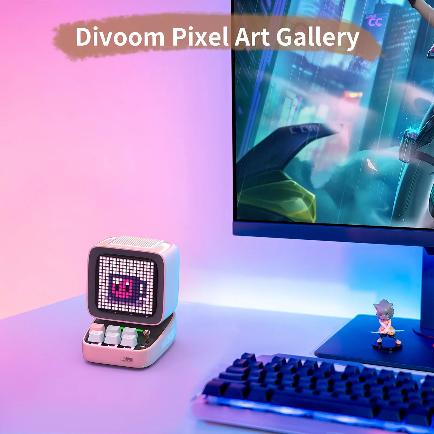 Pro Retro Pixel Art Bluetooth Portable Speaker Alarm Clock DIY LED Display Board,