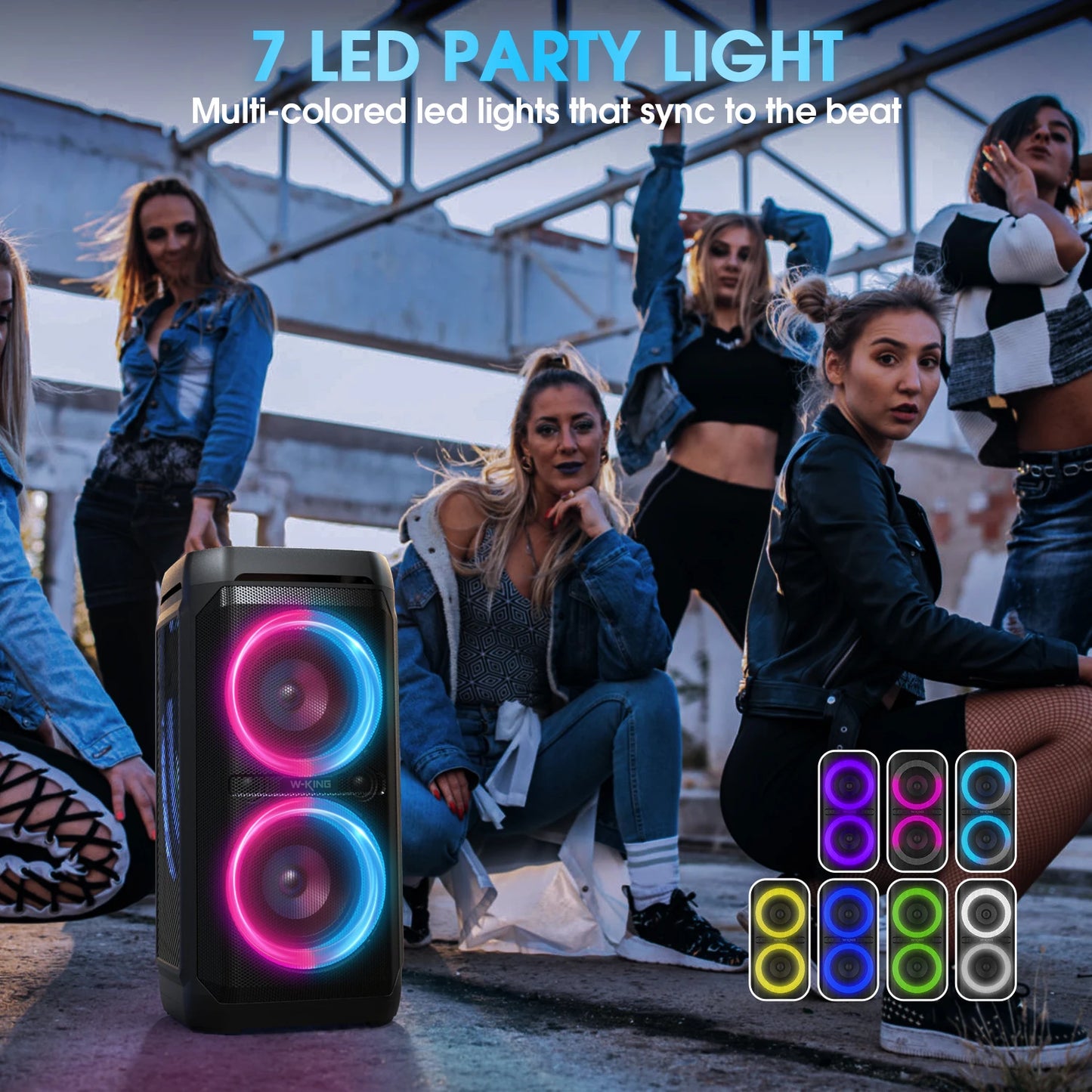 100W RMS Bluetooth Speakers, Waterproof, Loud Massive Sound