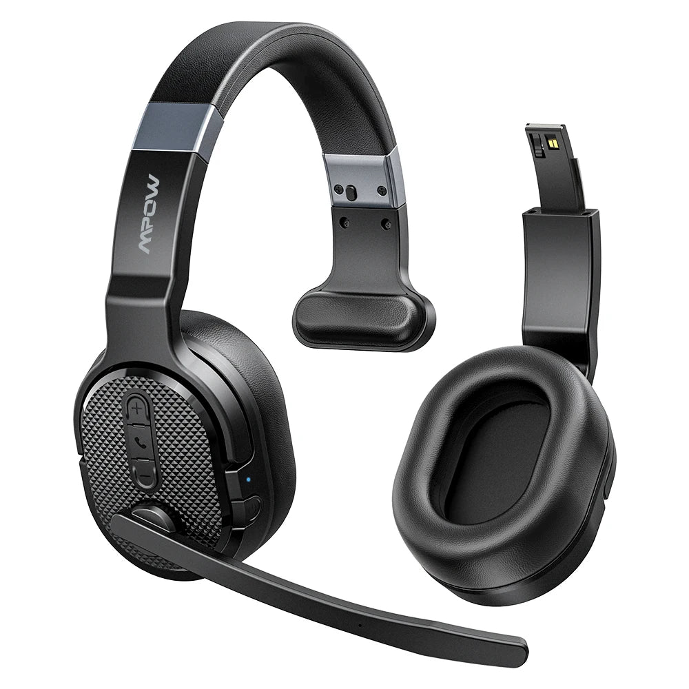 2 in 1 Wireless Headphones Bluetooth 5.3 Dual/Single Office Headset