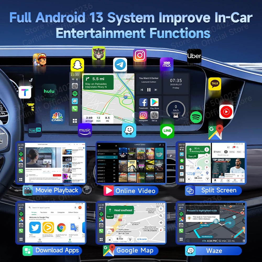HDMI CarlinKit 8+128GB CarPlay Ai Box Android 13.0 Wireless