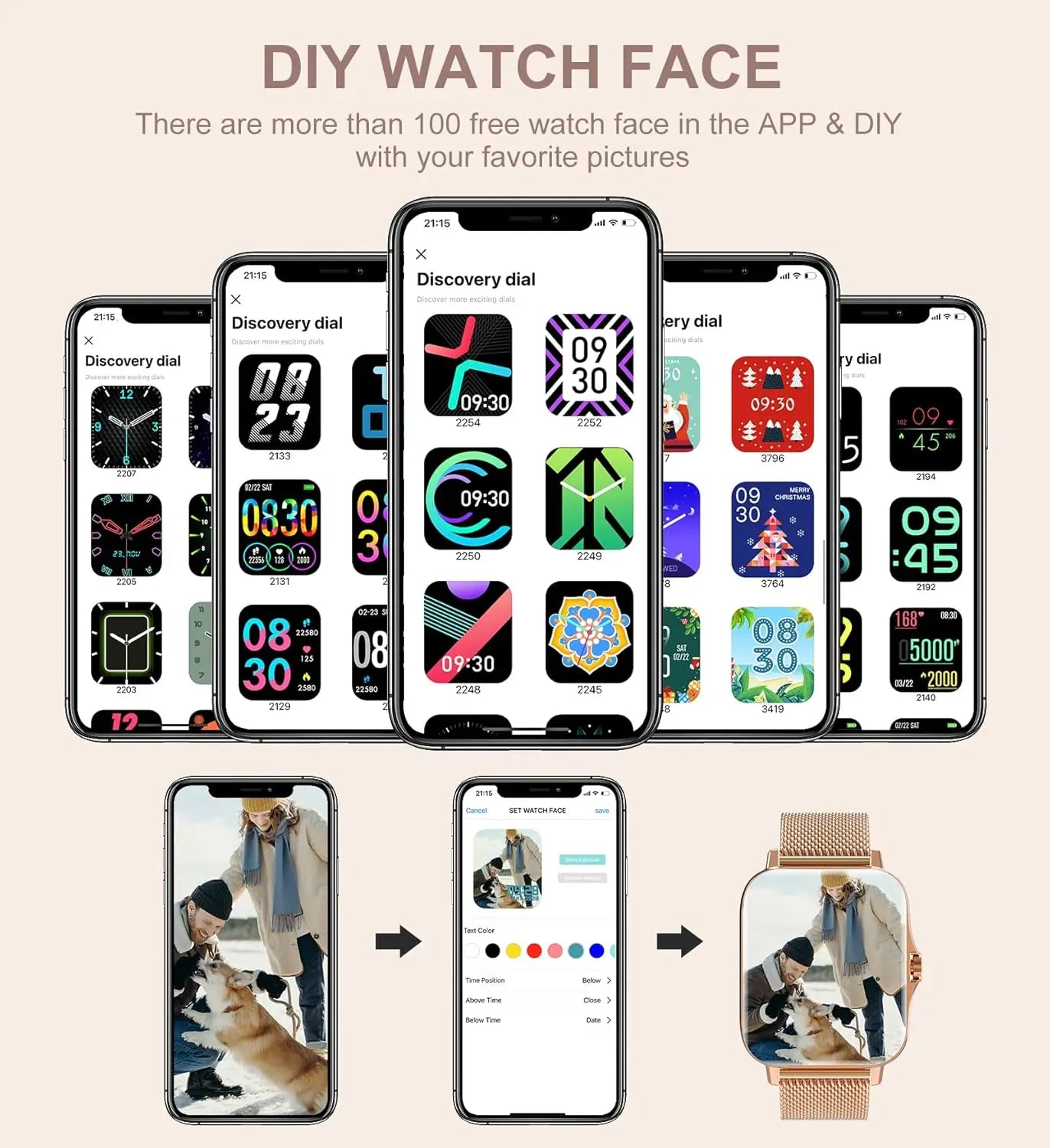 Smart Watch for Women(Call Receive/Dial), Fitness Tracker Smartwatch for Android