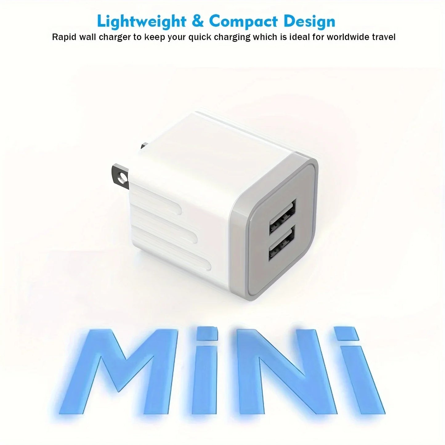 2.1A Dual Port USB Plug Power Adapter Charger Block Plug Cube