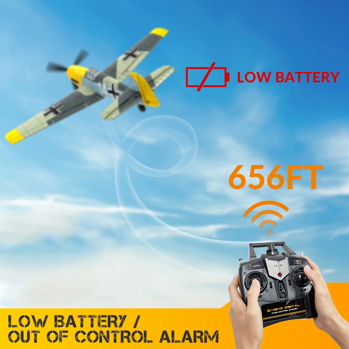VOLANTEXRC RC Plane, 4 Channel Remote Control Airplane BF109 Fighter RTF with Aileron, Gyro, Aerobatics & 3 Modes Easy to Fly