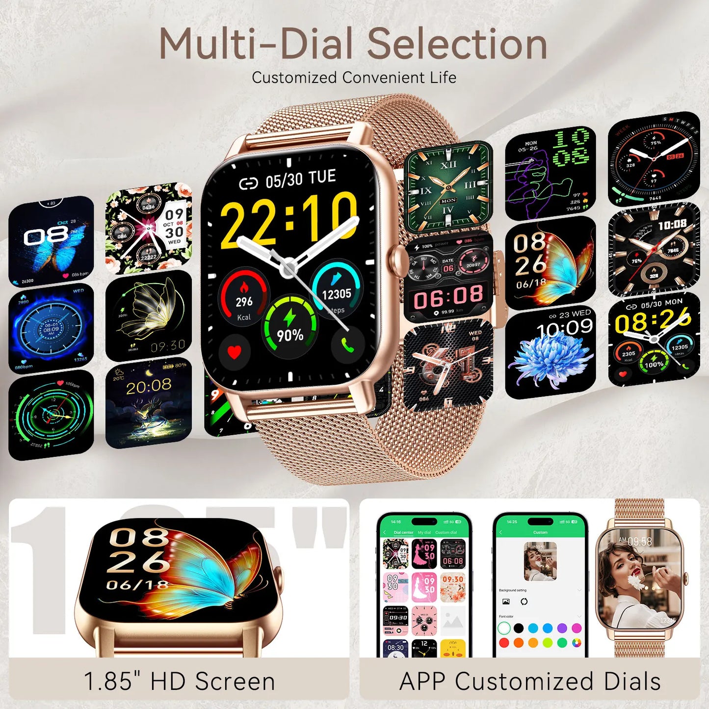 New Smart Watch For Women TFT Health Monitoring IP68 Waterproof Bluetooth Call