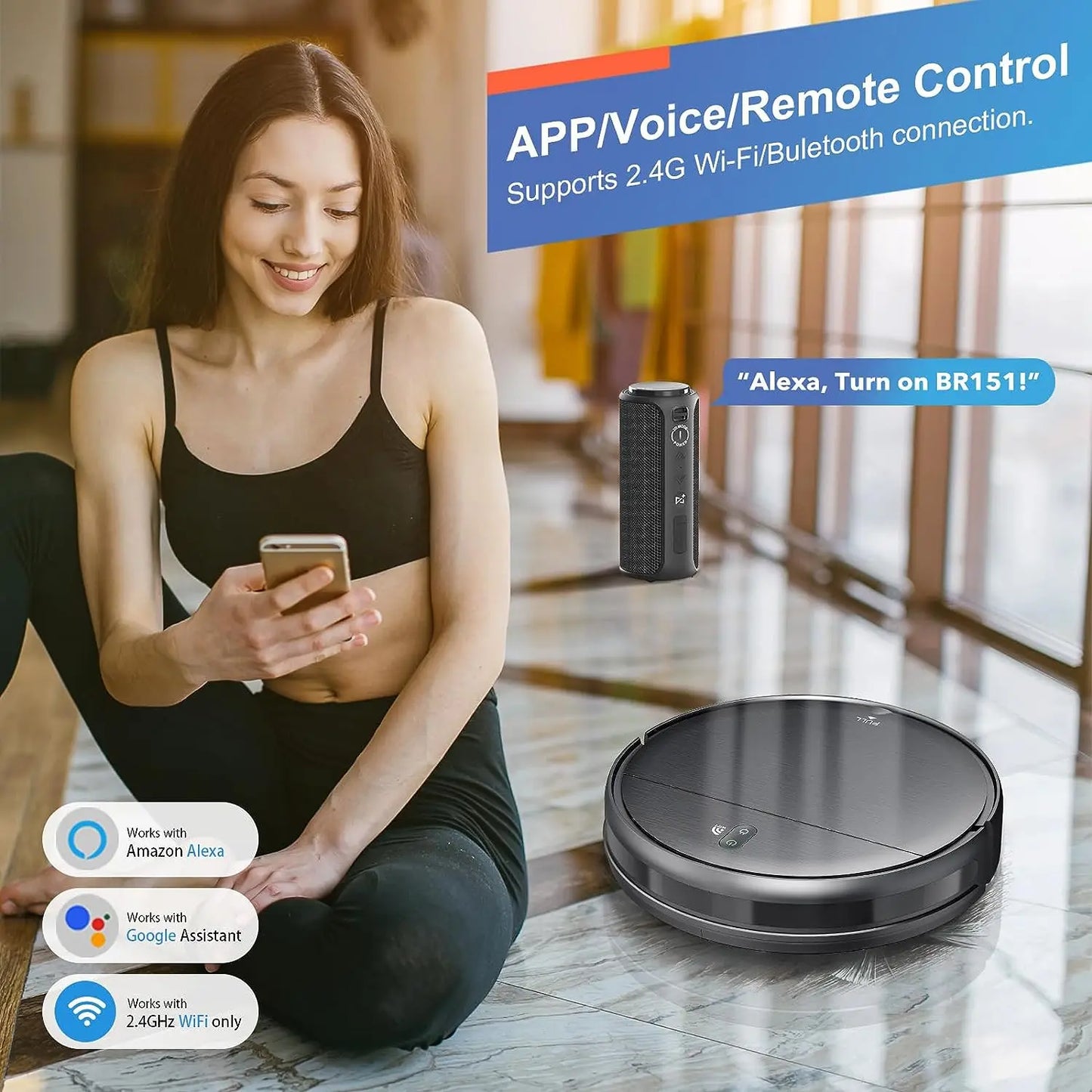Robot Vacuum Cleaner Power Auto Charging App Control Water Tank Wet