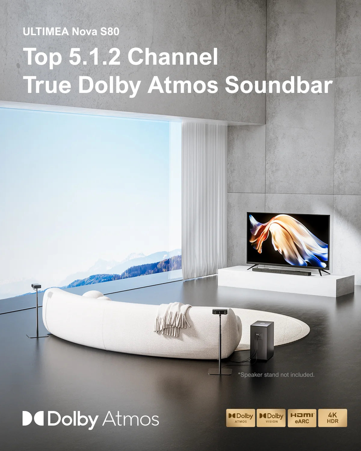 Smart TV,4K HDR Pass-through,Home Theater Wireless Bluetooth Soundbar Speakers